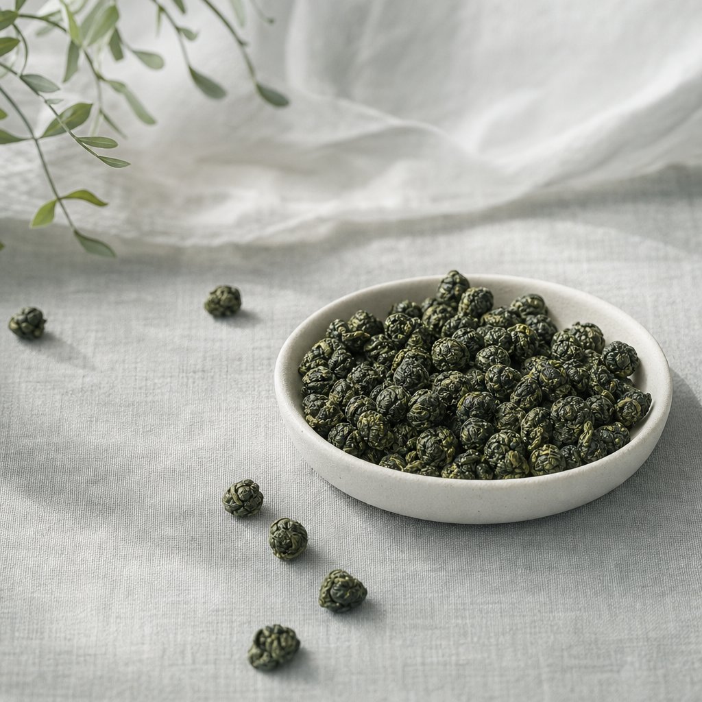 阿里山高山烏龍的球狀茶葉